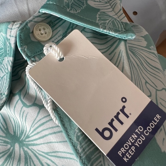 Reyn Spooner Polo Shirt Brrr Triple Chill Cooling Size 3XL Green Floral New NWT - Picture 7 of 8